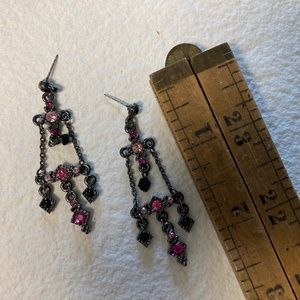 Vintage Pink  Stone Chandelier Earrings